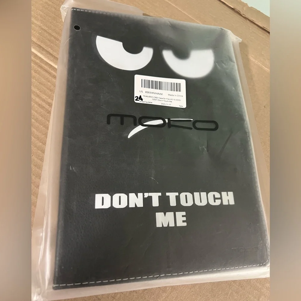Moko Black Tablet Cover for Fire HD 10 2023 generation- “Don't Touch Me” Design